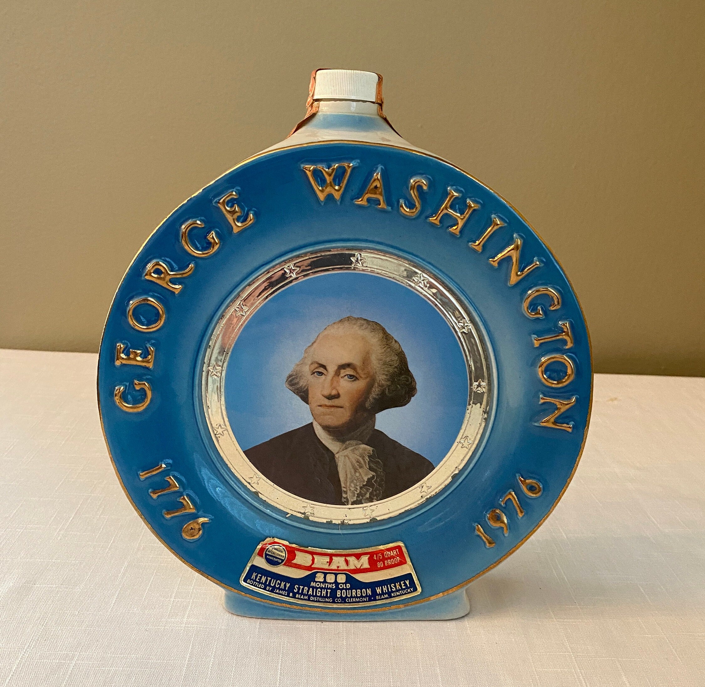 Vintage-1975 "George Washington" Bicentennial Jim Beam Bar Decanter ---