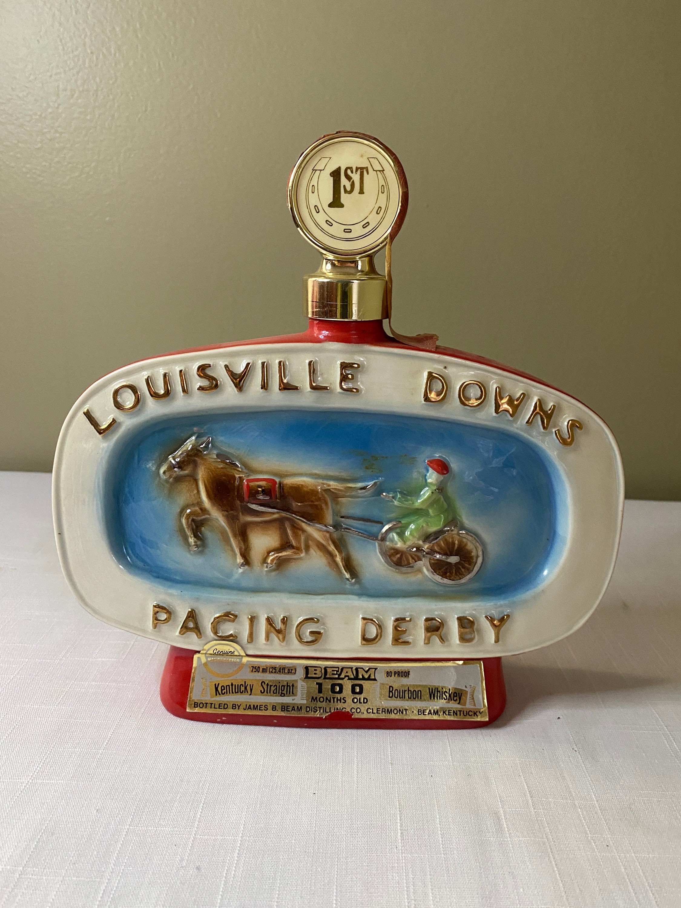 RARE-1978 Louisville Downs Horse Racing Derby Jim Beam Barware Bar