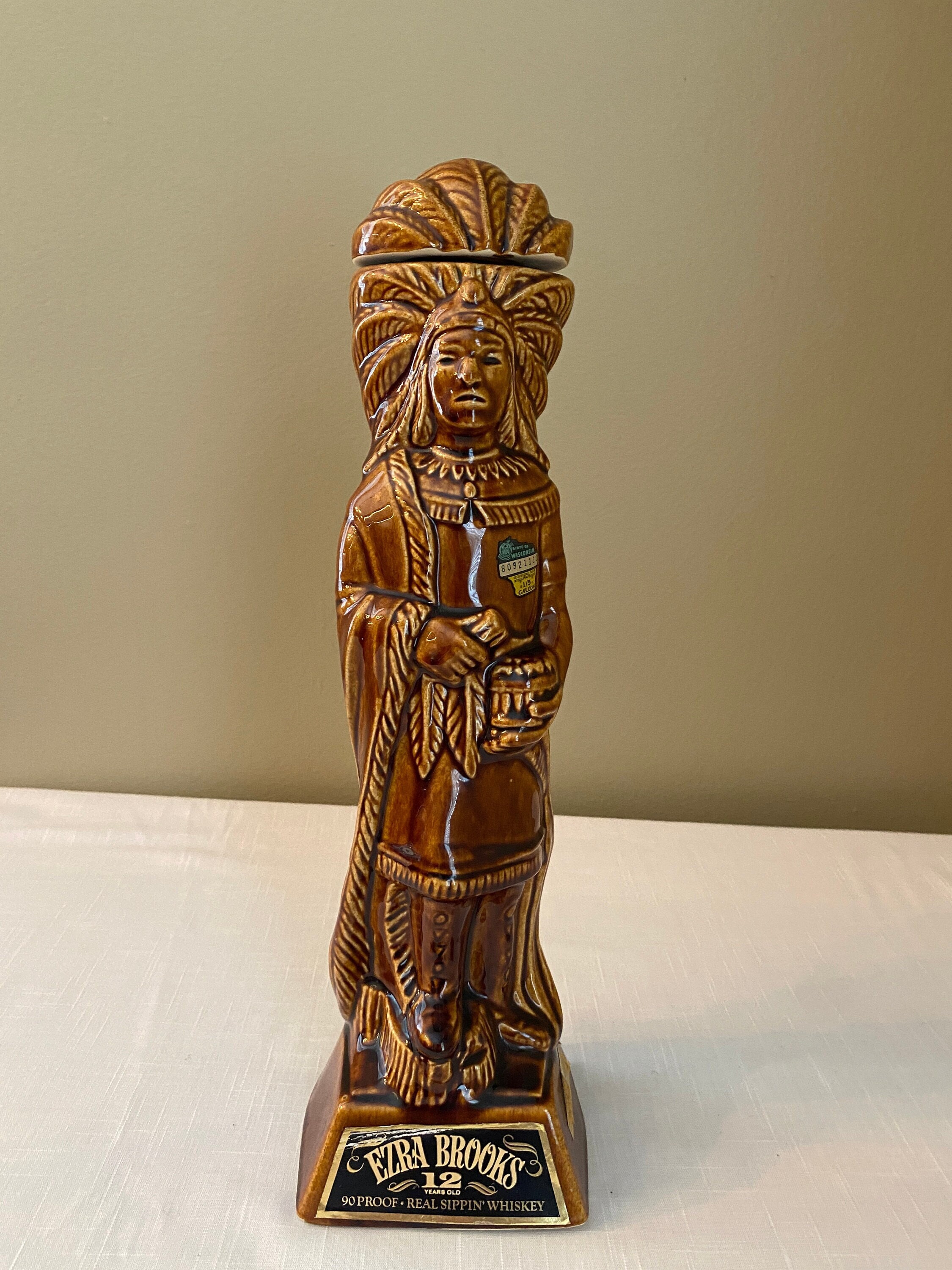 Vintage-1968 Ezra Brooks - Indian Chief Decanter - Etsy