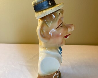 70sレアMortimer Snerd俳優ジンビームデカンタアメリカアンティーク Vintage 1976 Jim Beam Porcelain Whiskey Decanter Mortimer