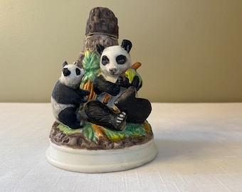 RARE-1979 "Panda Bear & Cub" Music Box, Hoffman   Decanter