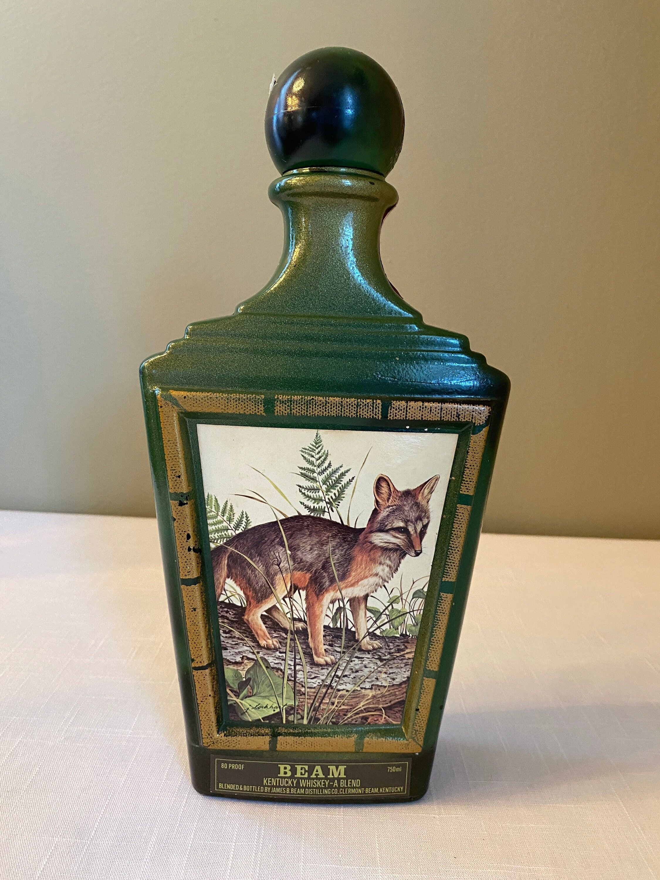Vintage 1970s Jim Beam Gray Fox Decanter by James Lockhart