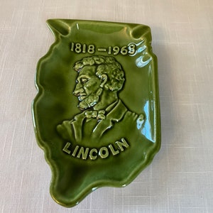 Rare-1968 Haeger Abraham Lincoln Illinois Sesquicentennial Green Ashtray