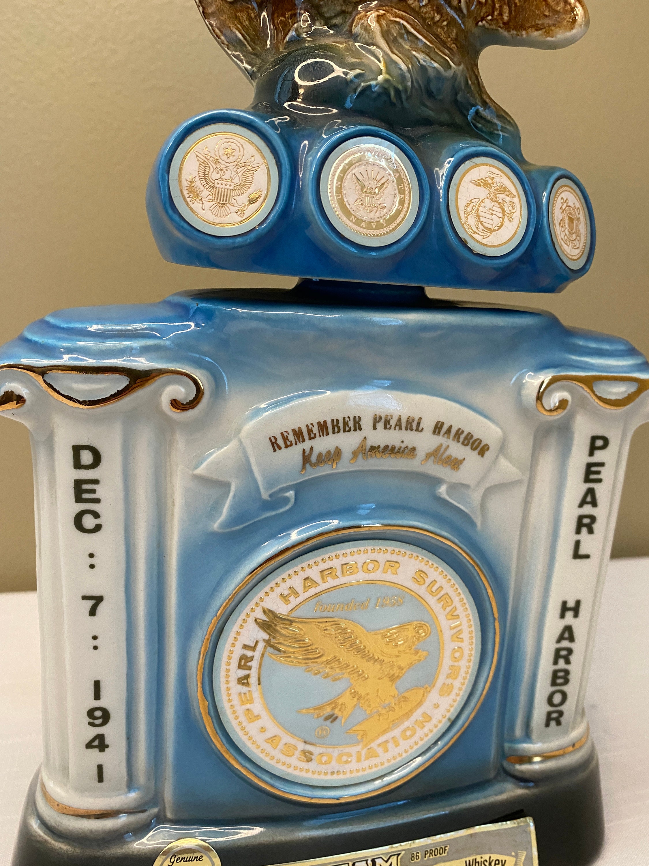 Rare 1972 Pearl Harbor Survivors Association Jim Beam Decanter Etsy