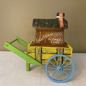 Vintage - 1976 Ernie's San Francisco Blumenwagen aus Holz - Jim Beam Dekanter