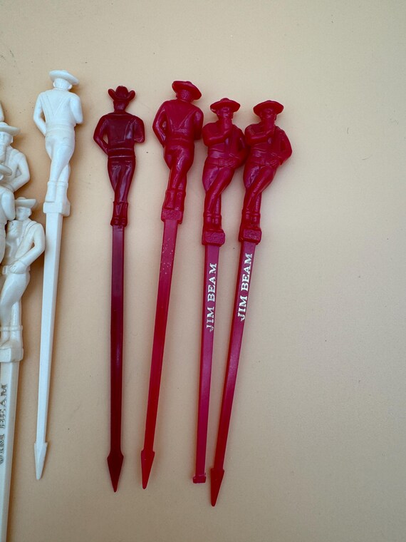 Rare-1980's Jim Beam Cowboy Swizzle Sticks: Mid-century Barware