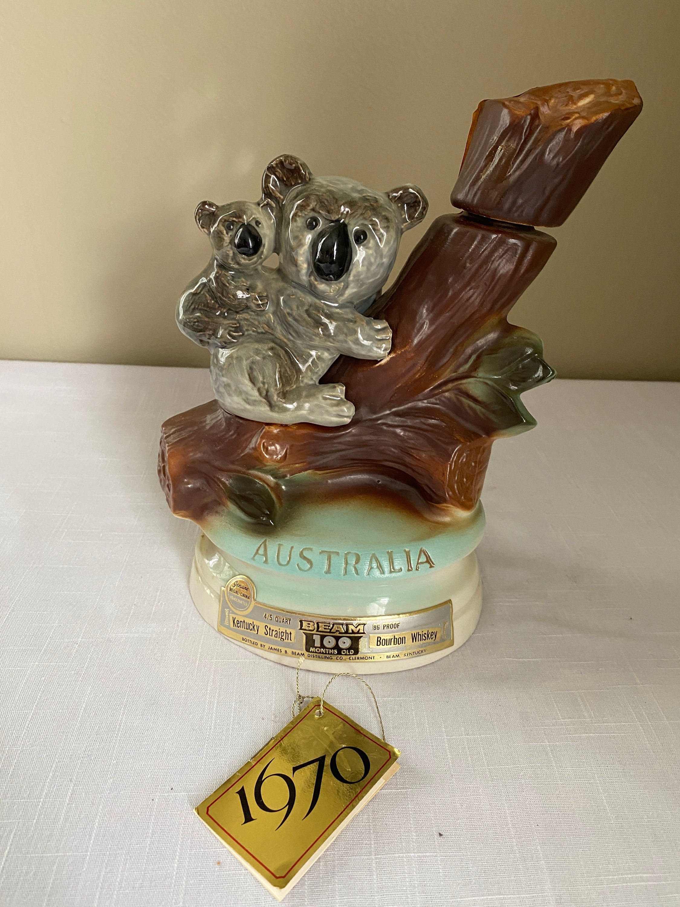 Vintage1973 australia Koala Bear With Baby Joey on Its Back Jim Beam