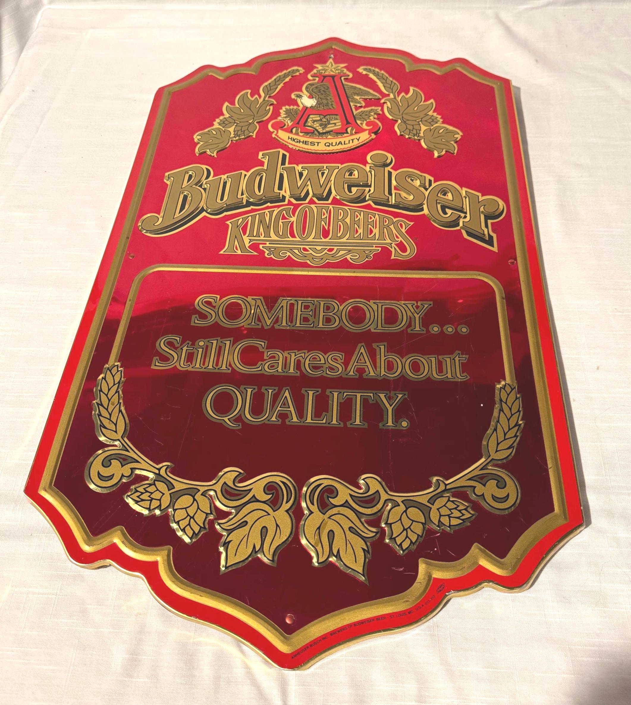 Vintage 1989 Budweiser Tin Bar Sign, Anheuser Busch Advertising - Etsy