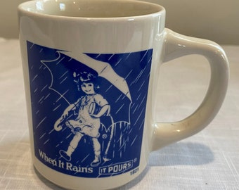 1921 Morton Salt, Coffee Cup, When It Rain It Pours, Collectors Cup