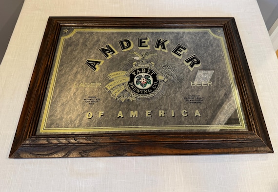 ANDEKER パブミラー Pabst パブスト 鏡 ミラー ビンテージ 壁掛け Rare-1980's 