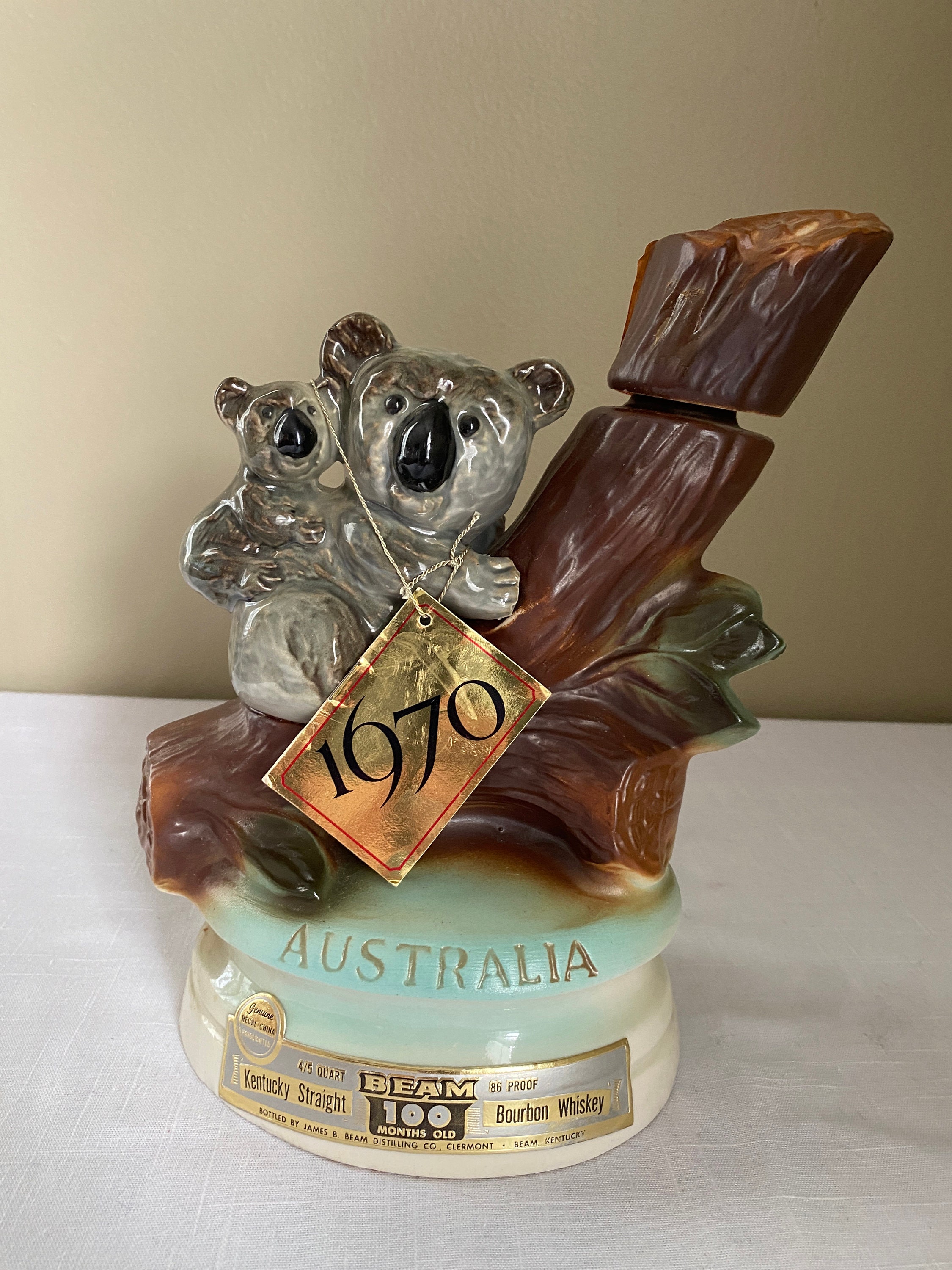 Vintage1973 australia Koala Bear With Baby Joey on Its Back Jim Beam