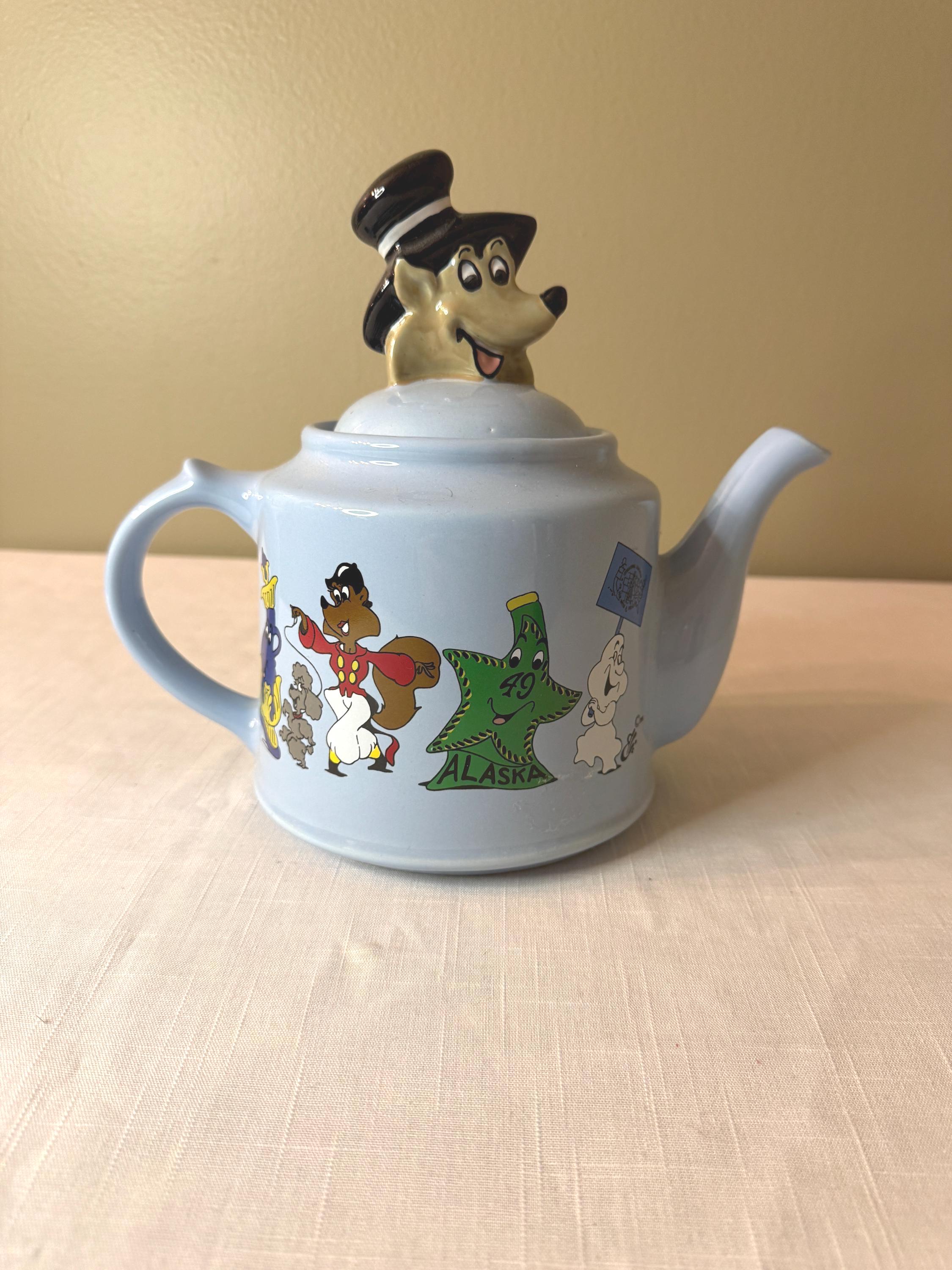 Rare-1996 Jim Beam Blue Fox Teapot Canister Genuine Wade Porcelain