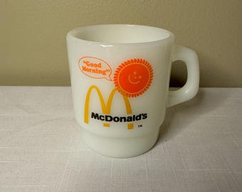 RARE-1970&#39;s McDonald’s Anchor Hocking Fire-King Good Morning Coffee Tea Mug