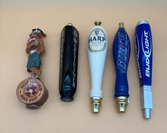 RARE-1980's Tap Handle Pulls "Hop Hound, Warsteiner, Harp, Busch, Bud Light"