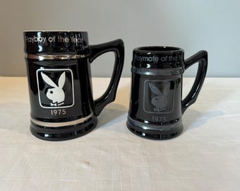 Rare-1975 Playboy and Playmate of the Year Mugs Black Mug Playboy Bunny