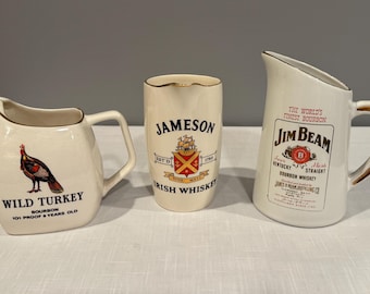 Vintage-1980&#39;s &quot;Wild Turkey, Jameson,Jim Beam&quot; Craft Pitchers