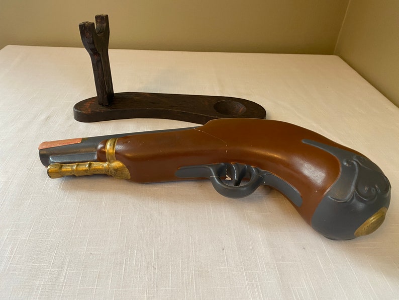 Vintage 1968 flintlock Dueling Pistol & Stand Etsy