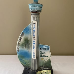 Vintage-1968 &quot;San Antonio&quot; &quot;Texas&quot; Tower of The America&#39;s Hemis Fair Jim Beam Bar Decanter
