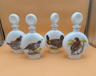 Vintage-1969 "Ruffed Grouse, Bobwhite Quail, Prairie Chicken, California Quail Field Birds Edition by J.W. Dant and Jim Beam Bar Decanter