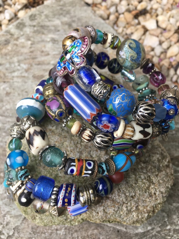 Antique African Trade Bead Bracelet — Made Solid