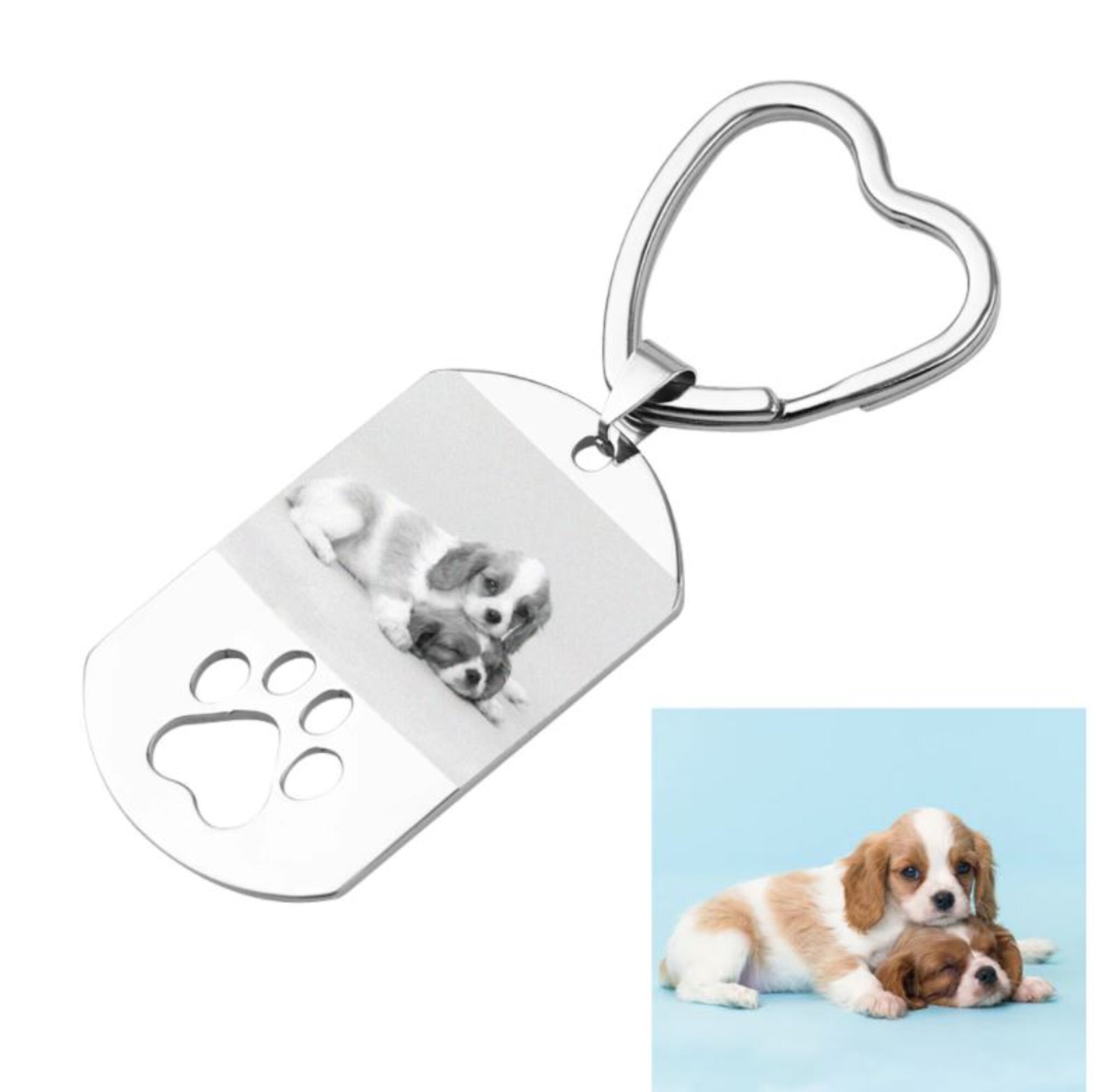 Pet Portrait Keychain Engraved Dog Keychain Pet Photo Etsy UK
