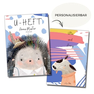 My-Little Hülle U-Heft für Jungen & Mädchen 'Igel und Hund' | Personalisierbar | Fächer für Impfpass + Versichertenkarte