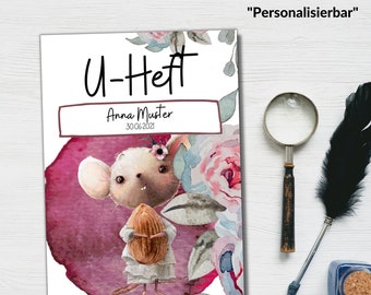 My-Little Hülle U-Heft für Mädchen 'Maus' | Personalisierbar | Fächer für Impfpass + Versichertenkarte