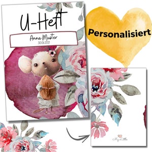 My-Little Sleeve U-Booklet pour filles 'Mouse' Personnalisable Compartiments pour certificat de vaccination carte dassurance image 5