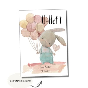 My-Little Hülle U-Heft für Mädchen & Jungen 'Hase' | Personalisierbar | Fächer für Impfpass + Versichertenkarte