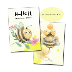 My-Little Hülle U-Heft für Mädchen 'Honig Biene' | Personalisierbar | Fächer für Impfpass + Versichertenkarte