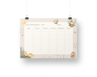 Timetable bee / 1st day of school / start of school / school bag / gift idea for school enrollment / teacher / study / personalized / young girls