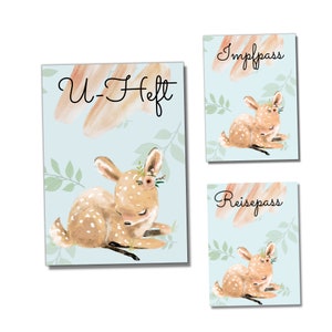 My-Little Hülle U-Heft 3er Set für Mädchen 'Reh' | Personalisierbar | Fächer für Impfpass + Versichertenkarte, inklusive Reisepass