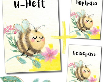 My-Little Sleeve U-Booklet Set of 3 Honey Bee | Customizable | Compartments for vaccination certificate + insurance card passport cover