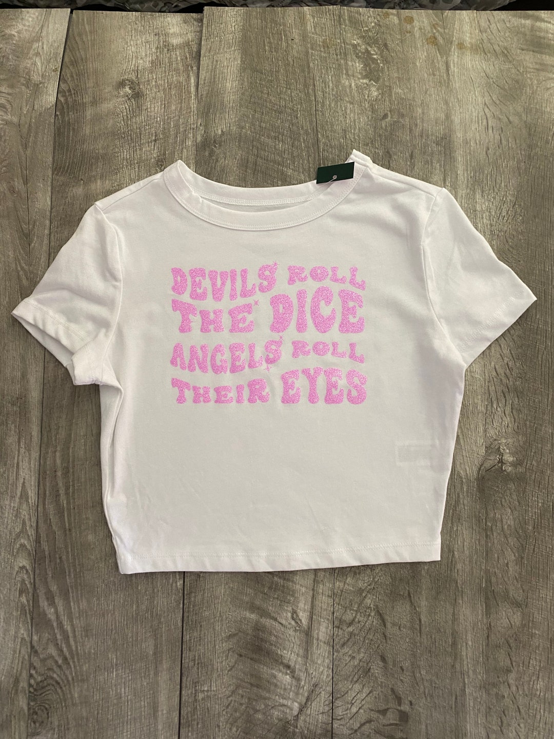 Devils Roll the Dice Angels Roll Their Eyes Pink Glitter Eras Short ...