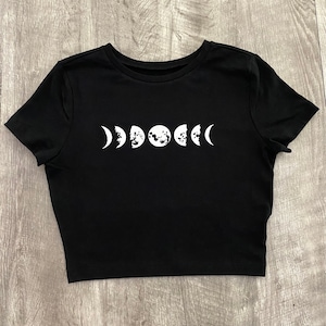 Celestial Phases of The Moon Fitted Crop Top