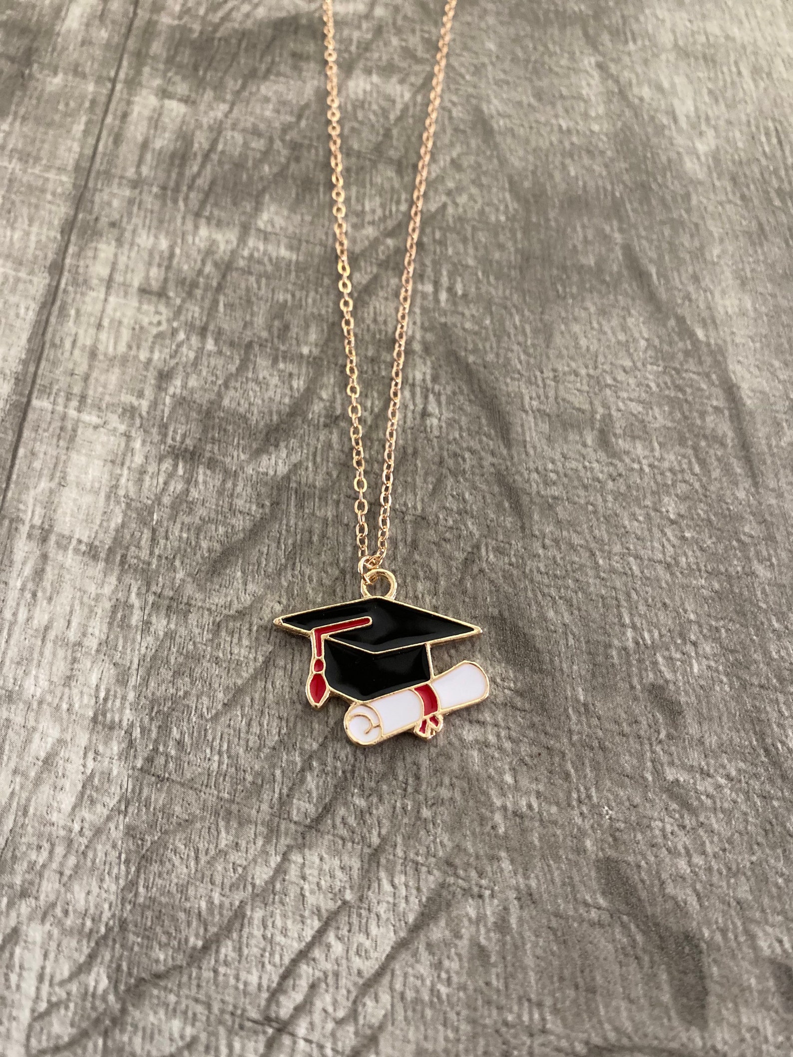 Graduation Cap Gold Colored Charm Necklace - Etsy