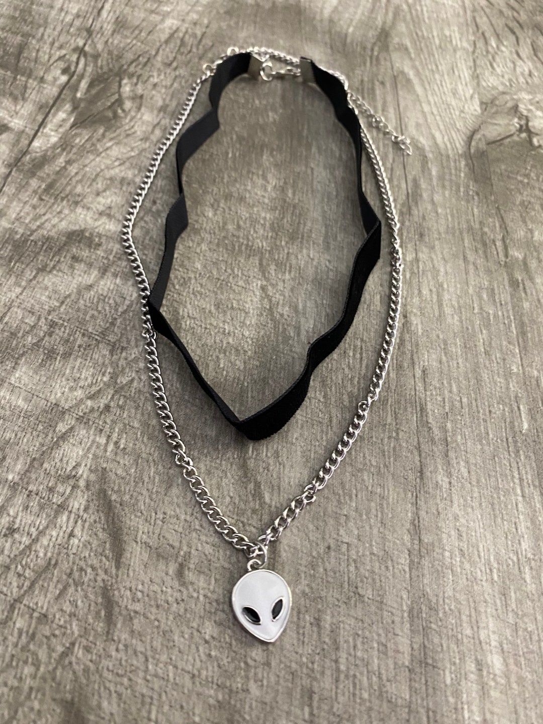 Layered Alien Pendant Choker Necklace - Etsy