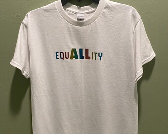 Unisex LGBTQ+ Pride Month Equality Rainbow Glitter Graphic T-Shirt