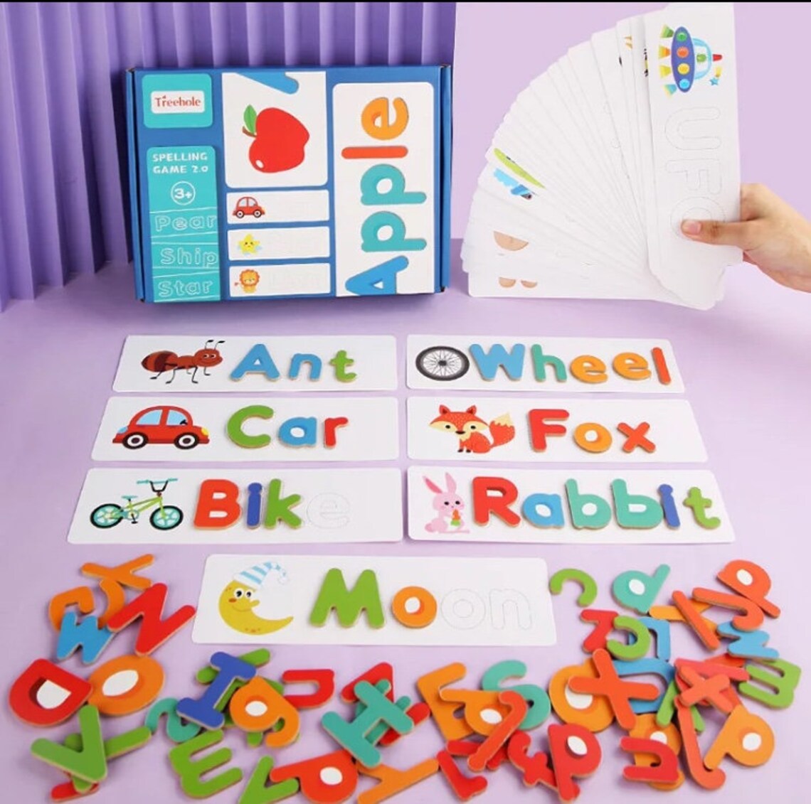 Alphabet Flash Cards Learning Game Wooden 26 Letter Alphabet Etsy