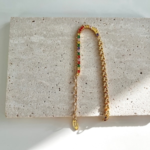 Regenbogen Zirkon Armband; Halbe Kette; CZ Tennis Stapelarmband; Für Geburtstag oder Hochzeit
