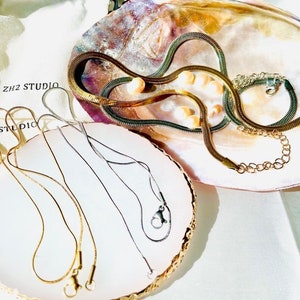 Snake Chain Necklace; Thin Chain necklace; Layering Necklace; Hypoallergenic; Titanium; 18K Gold filled, Silver
