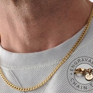 Gold Curb Chain, 4mm Curb Chain, Mens Gold Chain, Chain for Men, Gold Chain Necklace for Men, Stainless Steel Curb Chain