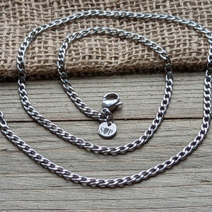 Mens Chain, 4mm Curb Chain, Mens Silver Chain, Chain for Men, Silver Chain Necklace for Men, Stainless Steel Curb Chain