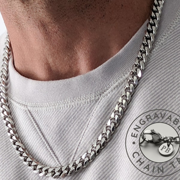 Chain for Men, 9mm Silver Stainless Steel Chain, Cuban Chain, Necklace for Men