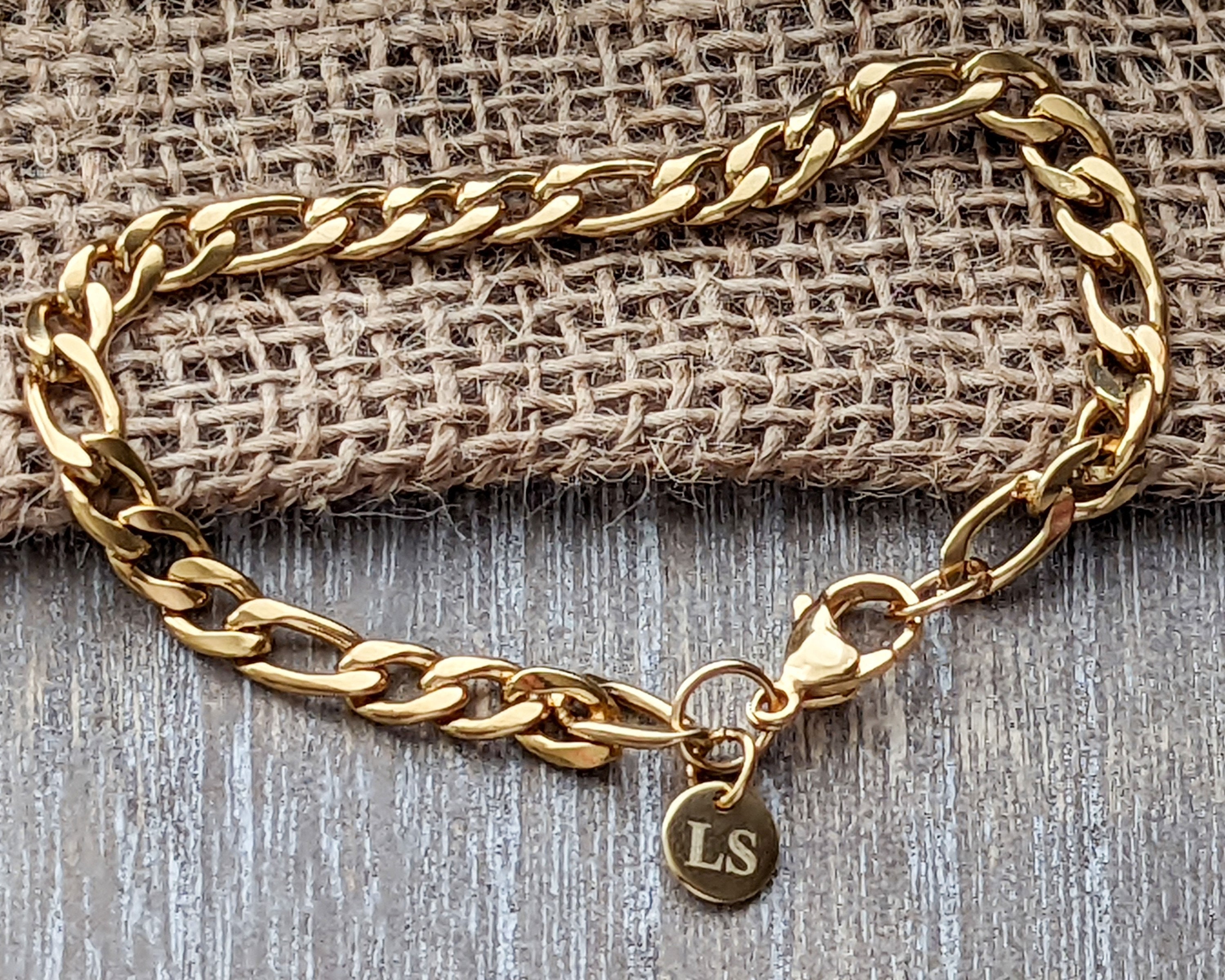 Initial Bracelet Customised Men's Bracelet Bronze Charm 