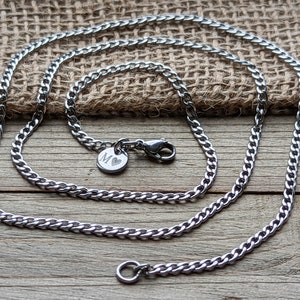 Silver Curb Chain, 3mm Curb Chain, Mens Silver Chain, Chain for Men, Silver Chain Necklace for Men, Stainless Steel Curb Chain