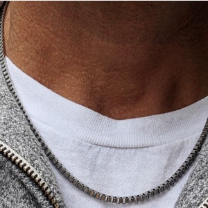 Chain for Men, 3mm Silver Stainless Steel Mens Chain, Venetian Chain, Necklace for Men, Personalized Necklace, Engraved Chain, Mens Chain