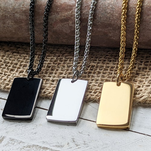 Mens Custom Pendant Necklace Personalized Engraved Pendant Etsy