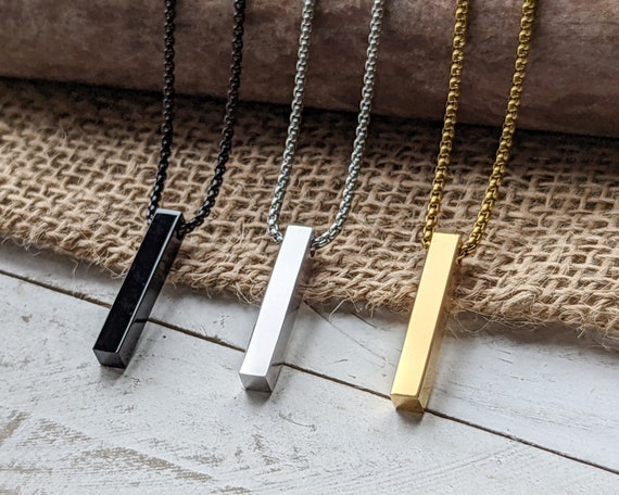 Bar Necklace Personalized Personalised Pendant For Him Custom Bar