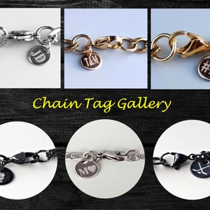 Personalized Mens Bracelet, 7mm Silver Polished Curb Bracelet, Personalized Bracelet, Engraved Initials, Stainless Steel Bracelet for Men image 5